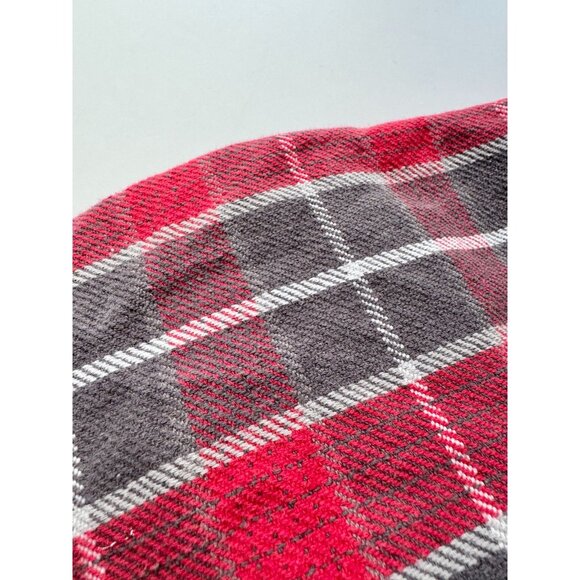 LEE Red Grey Plaid Check Cotton Flannel Button Down Shirt, Size M - Picture 8 of 13